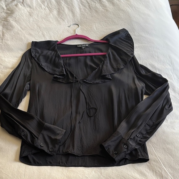 J.CREW Black Ruffle Top - Picture 2 of 8
